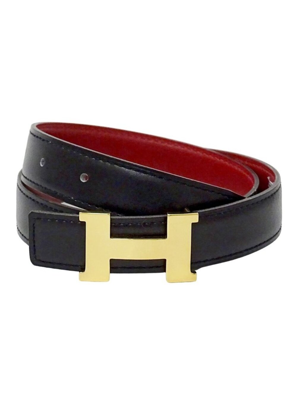 Hermes Belt Mini Constance Leather Black Red Gold 65 Reversible